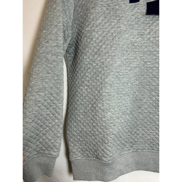 NWT MEROKEETY Button Quilted Patchwork Pullover Sweatshirt Women's Gray / Navy M - Picture 11 of 13